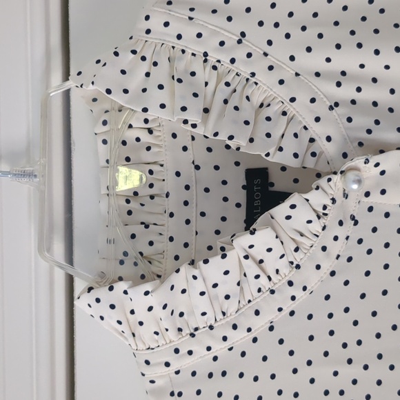 Talbots - Ruffle Trim Blouse - Polka Dot - Picture 2 of 11